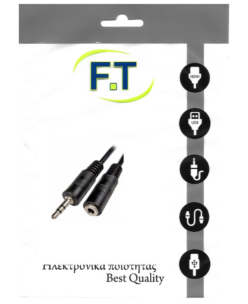 FTT16-012 3.5mm JACK ΑΡΣΕΝΙΚΟ - 3.5mm JACK ΘΗΛΥΚΟ 1.5Μ (ΕΠΙΧΡΥΣΟ)