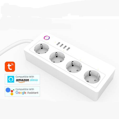 TUYA Έξυπνη υποδοχή Wi-Fi με 4 υποδοχές και 4 θύρες USB