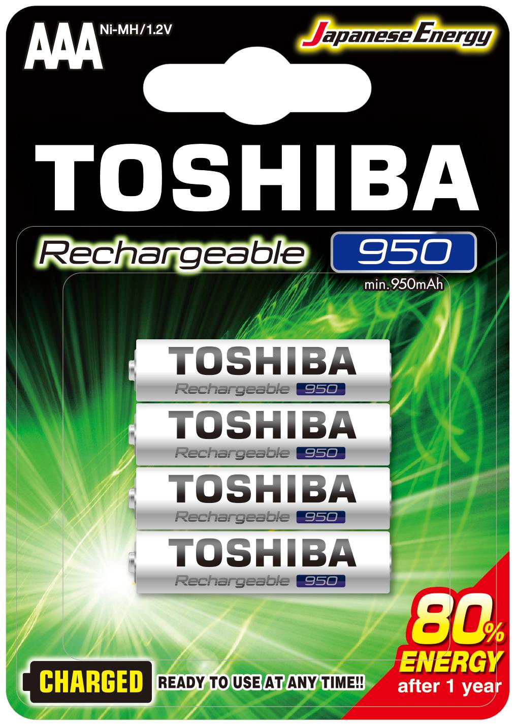 Toshiba Rechargeable AAA 950mAh (blister 4 pcs) - TOSHIBA TNH-03GAE